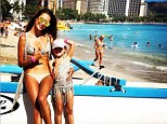 'With my mini me!' Alessandra Ambrosio and her adorable five-year-old daughter Anja sport matching bikinis in Hawaii