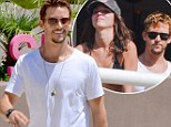 True bod! Ryan Kwanten shows off his impressive guns in white tank top as he cuddles with girlfriend Ashley Sisino at Palm Springs pool festival