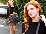 Stylish supper: Bella Thorne donned a chic Sixties-inspired ensemble a she picked up dinner at Blaze Pizza on Los Angeles on Tuesday
