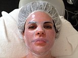 Silicon sister: Lisa Rinna posted an image wearing a rubber mask as she got ready to receive a facial on Monday