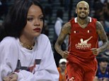 That's awkward! Rihanna sits courtside as she watches ex Chris Brown take part in a charity basketball game