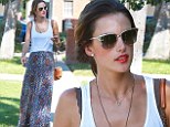 Angels are never off duty! Alessandra Ambrosio displays her easygoing style in long skirt and tank top to see a friend