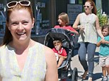 Doting mom Melissa Joan Hart goes barefaced while enjoying a day at the farmers market with her three sons