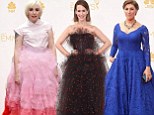 Lena Dunham, Sarah Paulson and Mayim Bialik opt for over the top frocks at Emmy Awards