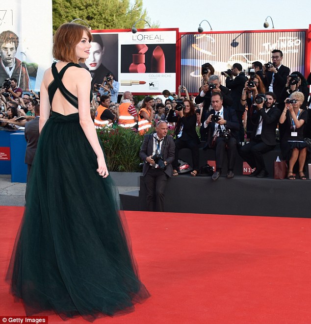 Flawless: The star's gown boasted a criss-cross detailing at the back 