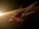This artist?s concept shows the immediate aftermath of a large asteroid impact around NGC 2547-ID8, a 35-million-year-old sun-like star. NASA's Spitzer Space Telescope witnessed a giant surge in dust around the star, likely the result of two asteroids colliding.