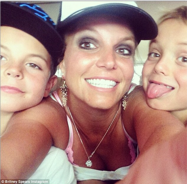 Me and my boys: Britney posted a picture on Wednesday of herself and sons Sean, nine, and Preston, eight via an Instagram image on Wednesday, looking happy and relaxed before the split was announced