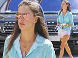 Putting her best foot forward! Alessandra Ambrosio displays her seemingly endless legs in tiny lilac cut-offs on outing in LA