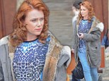 Keeley Hawes stirs up trouble as a brazen redhead while filming JK Rowling's The Casual Vacancy in England