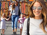 Her little girls! Sarah Jessica Parker guides her twin daughters Marion and Tabitha to school in New York City
