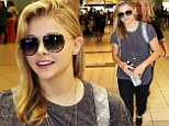 Casual Chloe! If I Stay star Moretz arrives in Toronto dressed in her favorite T-shirt and jeans look