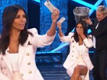 Kim Kardashian shrieks while taking the ice bucket challenge on Ellen... and of course documents the moment with a selfie