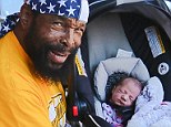 His T-eeniest fan! Grinning Mr T poses up for photo with adorable newborn in LA