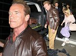 Please contact X17 before any use of these exclusive photos - x17@x17agency.com   EXCLUSIVE - Arnold Schwarzenegger and his new girlfriend returned from his home country of Austria, where she was introduced to his family.  The action star was in a brown leather jacket, tan pants and a skull on his left ring finger, on Thursday, October 1, 2014 X17online.com
