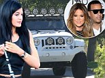 Khloe Kardashian makes her way to her daily gym session in the white customized Jeep French Montana gave to her for her last birthday.\nJack/X17online.com