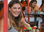 UK CLIENTS MUST CREDIT: AKM-GSI ONLY
EXCLUSIVE: Los Angeles, CA - Newly singer Kelly Brook enjoys Saturday dinner with a friend at Sushiya, the happy British model/actress/TV presenter wore a gray tank top, jeans an brown suede booties. Brook's ex David McIntosh was spotted kissing German-born model Metisha Schaefer in a poolside embrace this past Friday, just two weeks after breaking up from fiancee Kelly Brook.

Pictured: Kelly Brook
Ref: SPL864005  111014   EXCLUSIVE
Picture by: AKM-GSI / Splash News