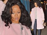 Rihanna steps out in a big pink coat, jeans and Timberland boots on a cold evening for dinner at Nobu in Tribeca.\n\nPictured: Rihanna\nRef: SPL868632  191014  \nPicture by: We Dem Boyz / Splash News\n\nSplash News and Pictures\nLos Angeles: 310-821-2666\nNew York: 212-619-2666\nLondon: 870-934-2666\nphotodesk@splashnews.com\n