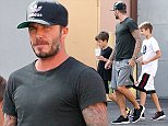 UK CLIENTS MUST CREDIT: AKM-GSI ONLY
EXCLUSIVE: After getting his sweat on at SoulCycle this morning, retired British footballer David Beckham took his boys Romeo James and Cruz David to grab a bite at Chipotle Mexican Grill.

Pictured: David Beckham, Romeo James Beckham and Cruz David Beckham
Ref: SPL871567  211014   EXCLUSIVE
Picture by: AKM-GSI