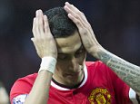 Manchester United's Angel Di Maria reacts after a missed opportunity during his team's English Premier League soccer match between Manchester United and Chelsea at Old Trafford Stadium, Manchester, England, Sunday Oct. 26, 2014. (AP Photo/Jon Super)