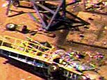 In this photo made from video provided by KCAL 9 television, shows an explosion site at the Mojave Air and Space Port in Mojave, Calif. on Thursday July 26, 2007. Two people were killed and four others injured Thursday by an explosion at a Mojave Desert airport that is home to pioneering civilian rocket programs, authorities said. (AP Photo/KCAL 9)