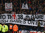 3 November 2014 - Barclays Premier League - Crystal Palace v Sunderland - Crystal Palace fans raise banners in protest at the premier league - Photo: Marc Atkins / Offside.