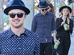 UK CLIENTS MUST CREDIT: AKM-GSI ONLY\nEXCLUSIVE: Young Aaron Paul and his pretty wife Lauren Parsekian joined a friend for a late lunch at celebrity hot spot Urth Cafe in Beverly Hills on Sunday afternoon. The 'Breaking Bad' man wore a cool fedora hat matching his patterned navy blue dress shirt, dark trousers and black leather shoes.\n\nPictured: Aaron Paul and Lauren Parsekian\nRef: SPL886424  091114   EXCLUSIVE\nPicture by: AKM-GSI / Splash News\n\n