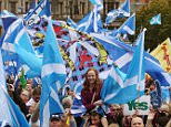Scottish Independence supporters at the Hope over Fear Rally in George Square in Glasgow, which is aimed at keeping the momentum of YES supporters going. 

PRESS ASSOCIATION Photo. Picture date: Sunday October 12, 2014. See PA story SCOTLAND Rally. Photo credit should read: Andrew Milligan/PA Wire