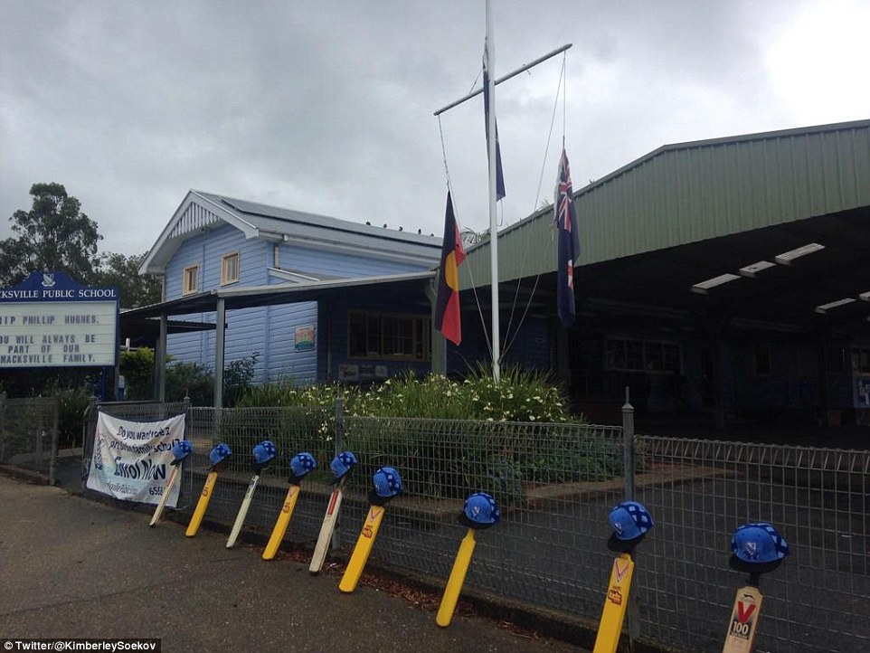 Macksville Public School, located in the home town of Phillip Hughes, take part on #putyourbatsout for the beloved cricketer