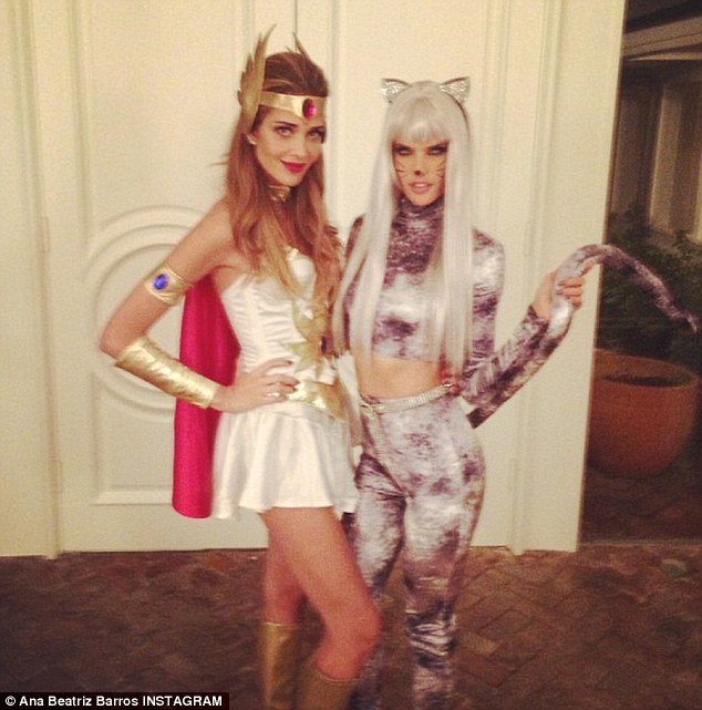 Girls' night out: They also celebrated Halloween together, with Barros as She-Ra and Ambrósio as a snow leopard, at Pearl's Liquor Bar in West Hollywood