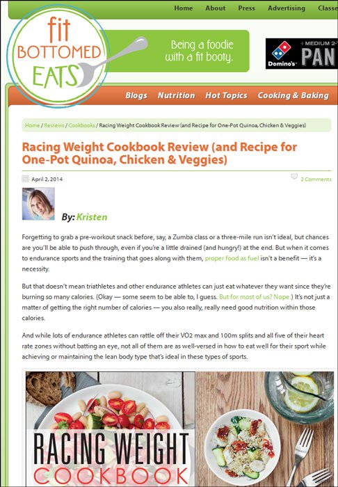 Fit Bottomed Eats Racing Weight Cookbook