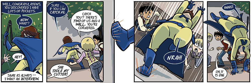 dumbing of age is a crazy universe where amber can do that but walky can't