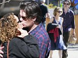 132229, EXCLUSIVE: LOVE IN THE AIR! Vanessa Paradis appears to glow while smooching her boyfriend, singer Benjamin Biolay, at a cafe in LA. The pair have been dating since 2012 since her split from Johnny Depp. Los Angeles, California - Thursday February 5, 2015.  Photograph: Juan Sharma/Bruja, © PacificCoastNews. Los Angeles Office: +1 310.822.0419 sales@pacificcoastnews.com FEE MUST BE AGREED PRIOR TO USAGE
