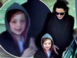EXCLUSIVE ***FEE MUST BE AGREED BEFORE ANY PRINT OR ONLINE USAGE***  Angelina Jolie is seen arriving at London's Heathrow airport with her children Shiloh Nouvel Jolie-Pitt and Vivienne Marcheline Jolie-Pitt, 8 February 2015.
8 February 2015.
Please byline: Vantagenews.co.uk
UK clients should be aware children's faces may need pixelating.
