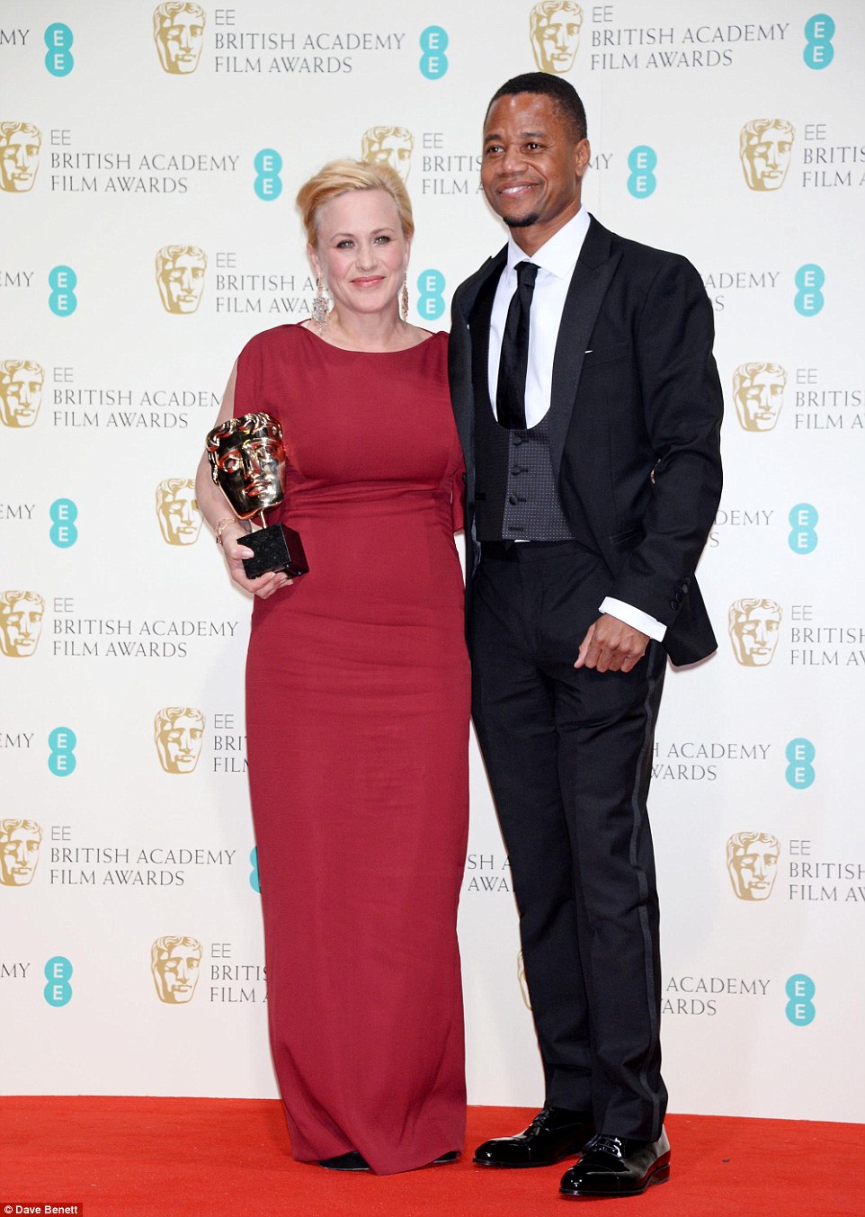 Enjoy the moment: He presented the award to Patricia Arquette, who won Supporting Actress for her role in Boyhood  