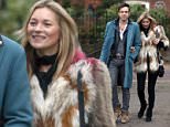 LONDON, UNITED KINGDOM - FEBRUARY 07: (EXCLUSIVE COVERAGE) (PREMIUM PRICING APPLIES) (MINIMUM FEE OF 250 GBP FOR SET, OR LOCAL EQUIVALENT) Kate Moss and husband Jamie Hince are pictured taking an early evening stroll with their dog in a London Park on February 7, 2015 in London, England. (Photo by Fjeraku S/GC Images)