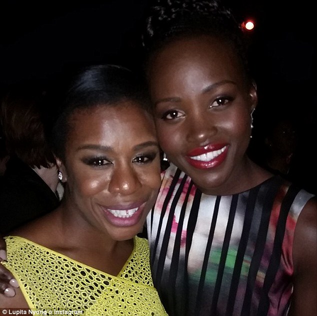 Congratulations: Lupita shared this picture on Instagram on January 25 congratulating friend Uzo Aduba, left, for winning a Screen Actors Guild Award