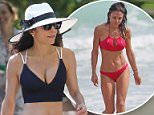 132376, Skinny Girl Bethenny Frankel shows off her ample cleavage and slim figure in a navy blue bikini while out for a walk in Miami. The 'Real Housewives of NYC' star wore a navy blue and white bikini and a large white sunhat as she took a walk along the boardwalk. On returning to her hotel, Bethenny appeared to have cellulite on her behind, and the label sticking out from her bikini top.  Miami, Florida - Sunday February 08, 2015. Photograph: Brett Kaffee/Thibault Monnier,      Pacific Coast News. Los Angeles Office: +1 310.822.0419 London Office: +44 208.090.4079 sales@pacificcoastnews.com FEE MUST BE AGREED PRIOR TO USAGE