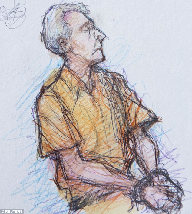 A court sketch shows Robert Durst in a holding area of a courthouse before his extradition hearing in New Orleans on Monday. The real-estate heir will now be transported to LA to face a first-degree murder charge