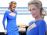 134684, EXCLUSIVE: Melanie Griffith stuns in a tight blue dress and hot pink heels on the set of 'The Brainy Bunch.' Melanie, 57, enjoyed a coffee as she walked around basecamp for the TV movie about a family where the father decides to become a stay at home dad and home school their kids. Los Angeles, California - Tuesday March 24, 2015. Photograph: Miguel Aguilar, © PacificCoastNews. Los Angeles Office: +1 310.822.0419 sales@pacificcoastnews.com FEE MUST BE AGREED PRIOR TO USAGE
