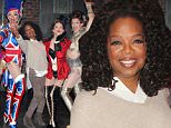 NEW YORK, NY - MARCH 24:  (EXCLUSIVE COVERAGE) Oprah Winfrey poses with "The Angels" of the ahow backstage at the hit musical "Kinky Boots" on Broadway at The Al Hirshfeld Theater on March 24, 2015 in New York City.  (Photo by Bruce Glikas/FilmMagic)