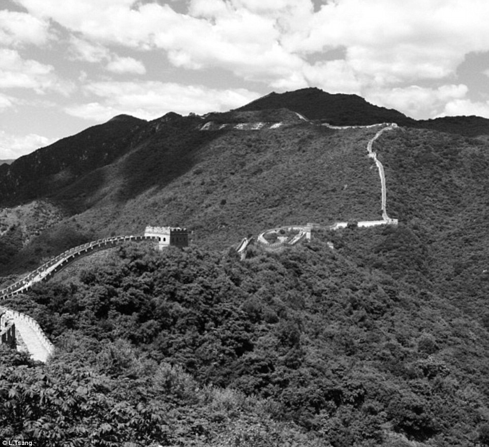Instagram: The wondrous Great Wall of China (pictured without visitors) weaves its way through the rolling countryside