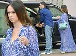 05.APRIL.2015 - LOS ANGELES - USA\n*** EXCLUSIVE ALL ROUND PICTURES ***\n*STRICTLY AVAILABLE FOR UK AND GERMANY USE ONLY*\nPREGNANT ACTRESS JENNIFER LOVE HEWITT SHOWED OFF HER GROWING BABY BUMP ON SUNDAY AS SHE DINED OUT FOR AN EASTER BRUNCH WITH HER HUSBAND BRIAN HALLISAY AND THEIR LITTLE GIRL AUTUMN. THE 'GHOST WHISPERER' STAR HAD THAT PREGNANCY GLOW IN A FESTIVE BLUE CAFTAN WORN WITH MATCHING SAINT LAURENT BAG AND NUDE PUMPS.\nBYLINE MUST READ : XPOSUREPHOTOS.COM\n***UK CLIENTS - PICTURES CONTAINING CHILDREN PLEASE PIXELATE FACE PRIOR TO PUBLICATION ***\n**UK CLIENTS MUST CALL PRIOR TO TV OR ONLINE USAGE PLEASE TELEPHONE 44 208 344 2007**