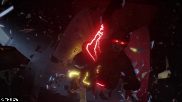 Fierce battle: The super hero fights off villains in large scale battle scenes in the trailer