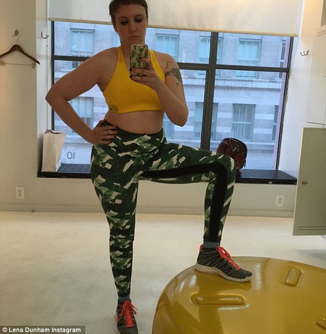 Sending a message: Lena Dunham posted a workout selfie and urged others who suffer from OCD, anxiety and depression to exercise regularly as a way of managing their mental health issues