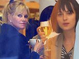 Mandatory Credit: Photo by Buzz Foto/REX Shutterstock (4673829f)\n Melanie Griffith\n Dakota Johnson and Melanie Griffith out and about, New York, America - 17 Apr 2015\n Dakota Johnson and Melanie Griffith get wine and coffee delivered to her from a restaurant across the street as she shops at 'La Garconne'\n