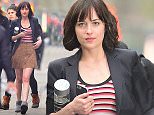 NEW YORK, NY - APRIL 20:  Actress  Dakota Johnson is seen on the set 'How To Be Single' on April 20, 2015 in New York City.  (Photo by Raymond Hall/GC Images)