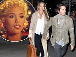 Elizabeth Berkley and husband, Greg Lauren date night at The Polo Lounge in NYC holding hands April 22, 2015 X17online.com