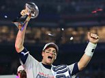 GLENDALE, AZ - FEBRUARY 01:  Tom Brady #12 of the New England Patriots celebrates with the vince Lombardi Trophy after defeating the Seattle Seahawks 28-24 during Super Bowl XLIX at University of Phoenix Stadium on February 1, 2015 in Glendale, Arizona.  (Photo by Elsa/Getty Images)