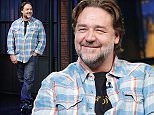 LATE NIGHT WITH SETH MEYERS -- Episode 195 -- Pictured: Actor Russell Crowe arrives on April 23, 2015 -- (Photo by: Lloyd Bishop/NBC/NBCU Photo Bank via Getty Images)