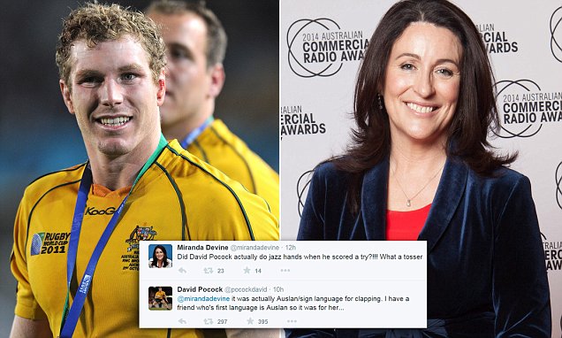 Columnist calls a rugby star a 'tosser' on Twitter for doing a 'jazz hands' celebration